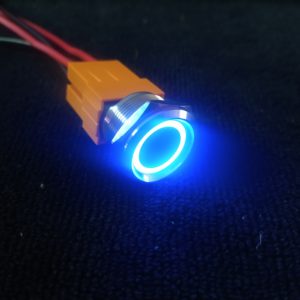 15A High Current Self-locking Metal Button Switch Blue ring 22mm 2NO