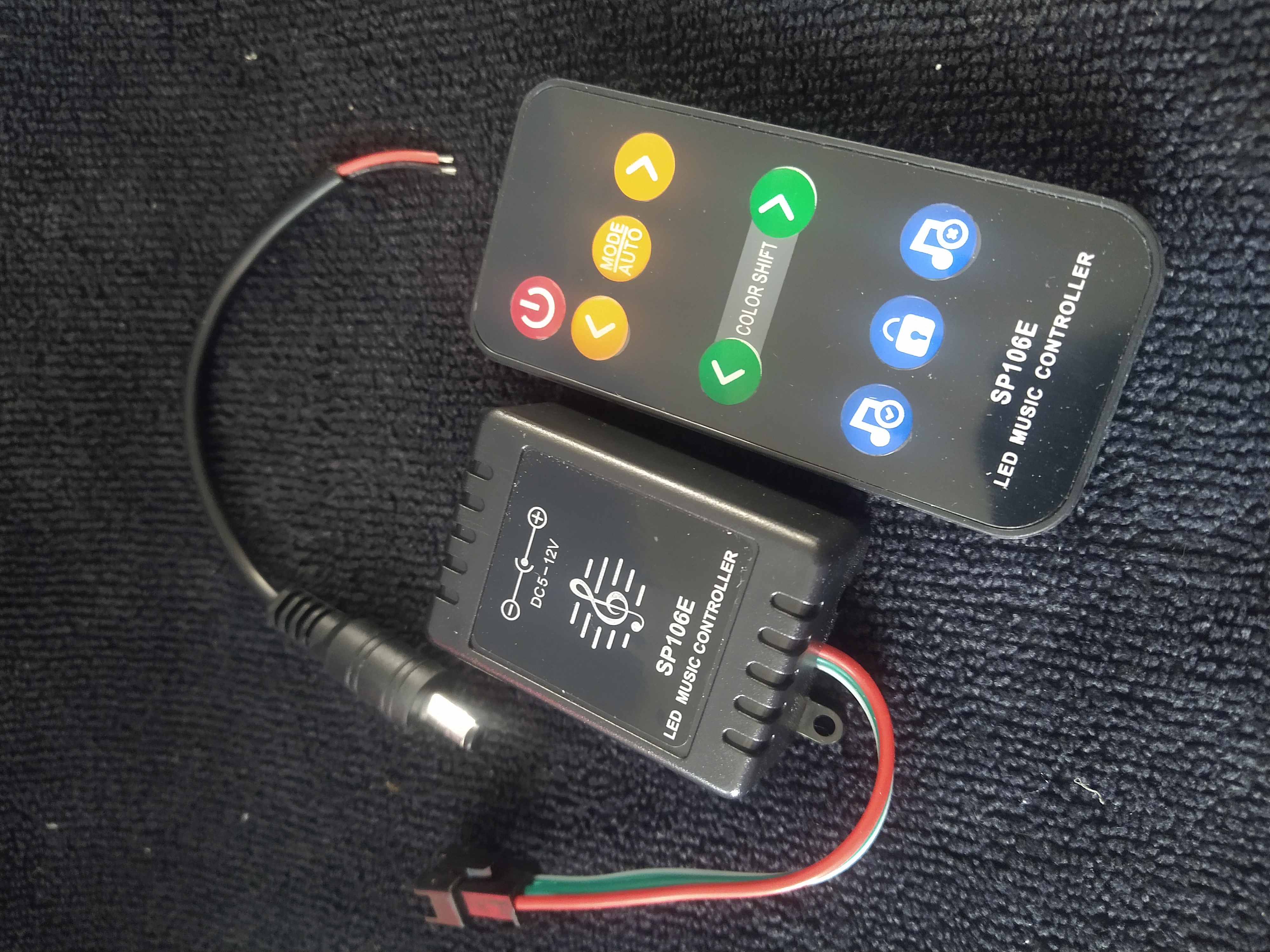 SP106E LED Magic Color Music Controller 600 Pixels IC SPI with 9-Key RF Remote Control for DC5-12V Addressable RGB