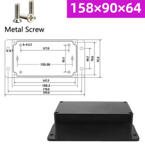 ABS Waterproof Box Electronic Black IP67 Wide Sides To Glands Easy Fitment