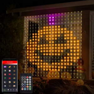 Smart Curtain Lights, 400 LED USB Curtain String Lights with App Remote Control,Music Sync Christmas Curtain String Outdoor